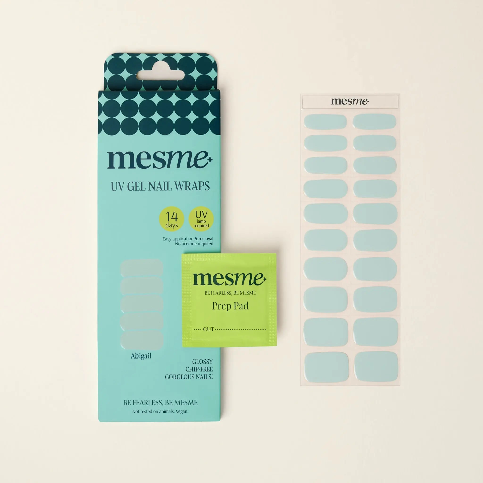 mesme Abigail Pastel Blue 14-Day UV Gel Nail Wraps — Packaging