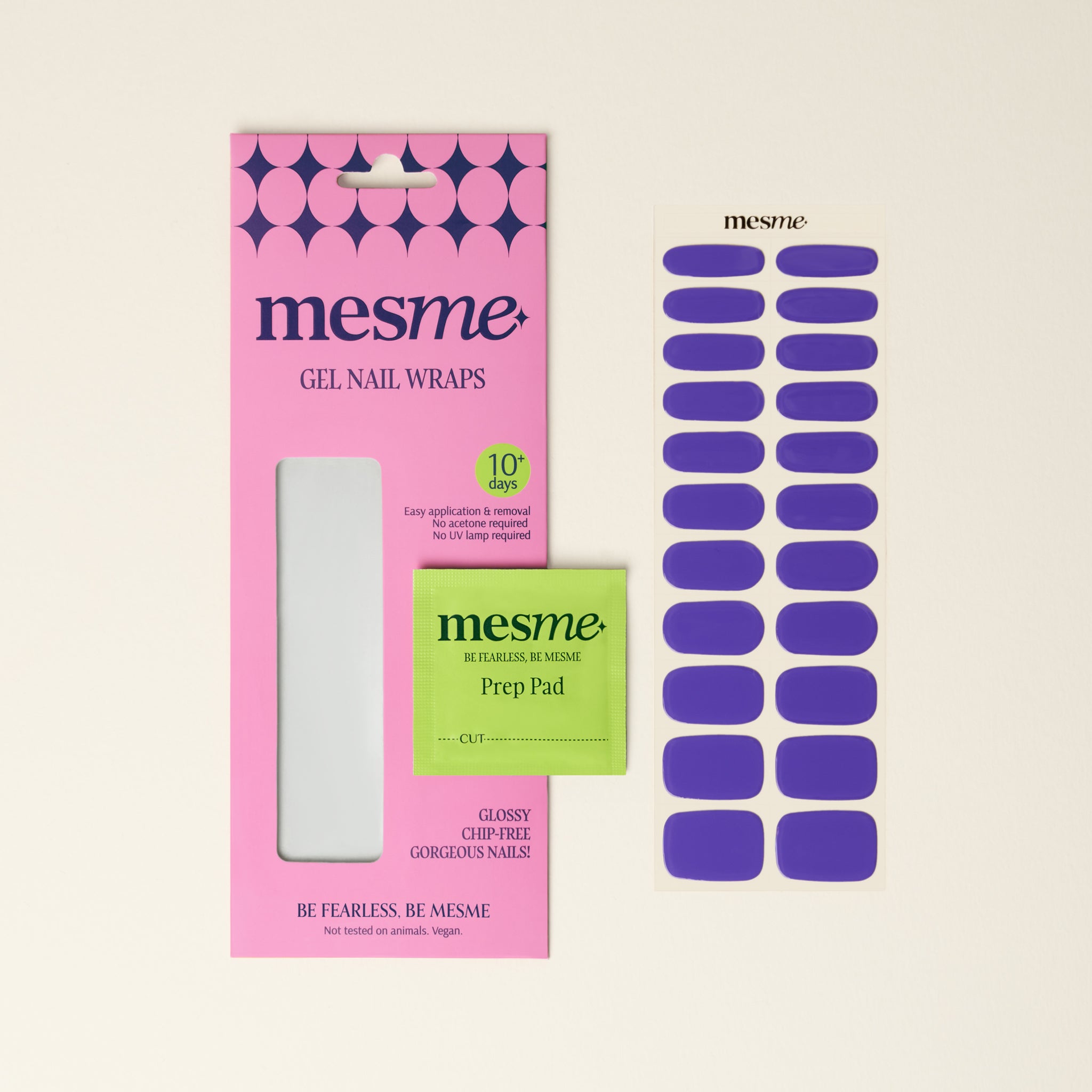 mesme Adrianna Violet Purple 10-Day UV-Free Nail Wraps — Packaging