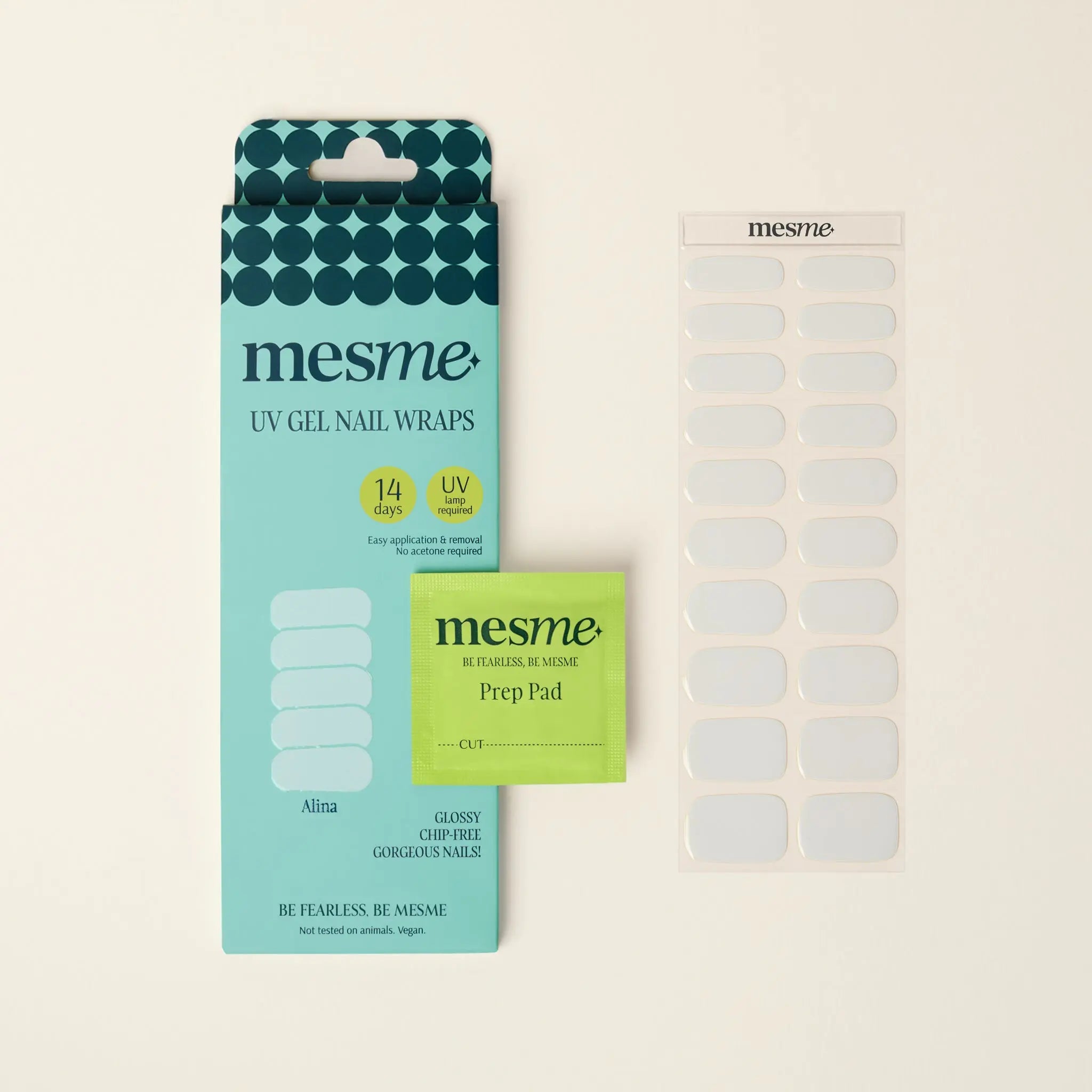 mesme Alina White 14-Day UV Gel Nail Wraps — Packaging