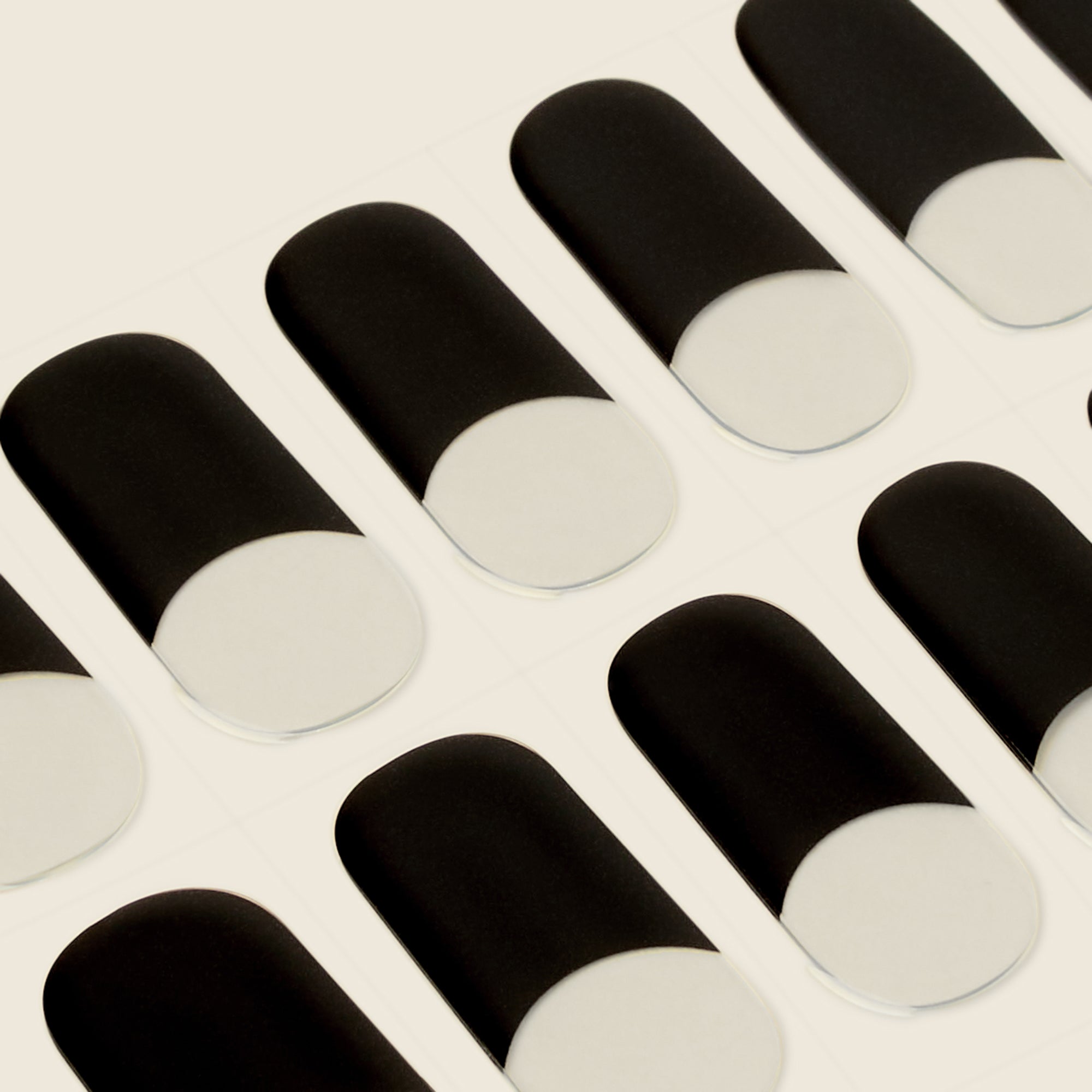 mesme Alix Black French 14-Day UV Gel Nail Wraps — Strip Sheet Close-Up