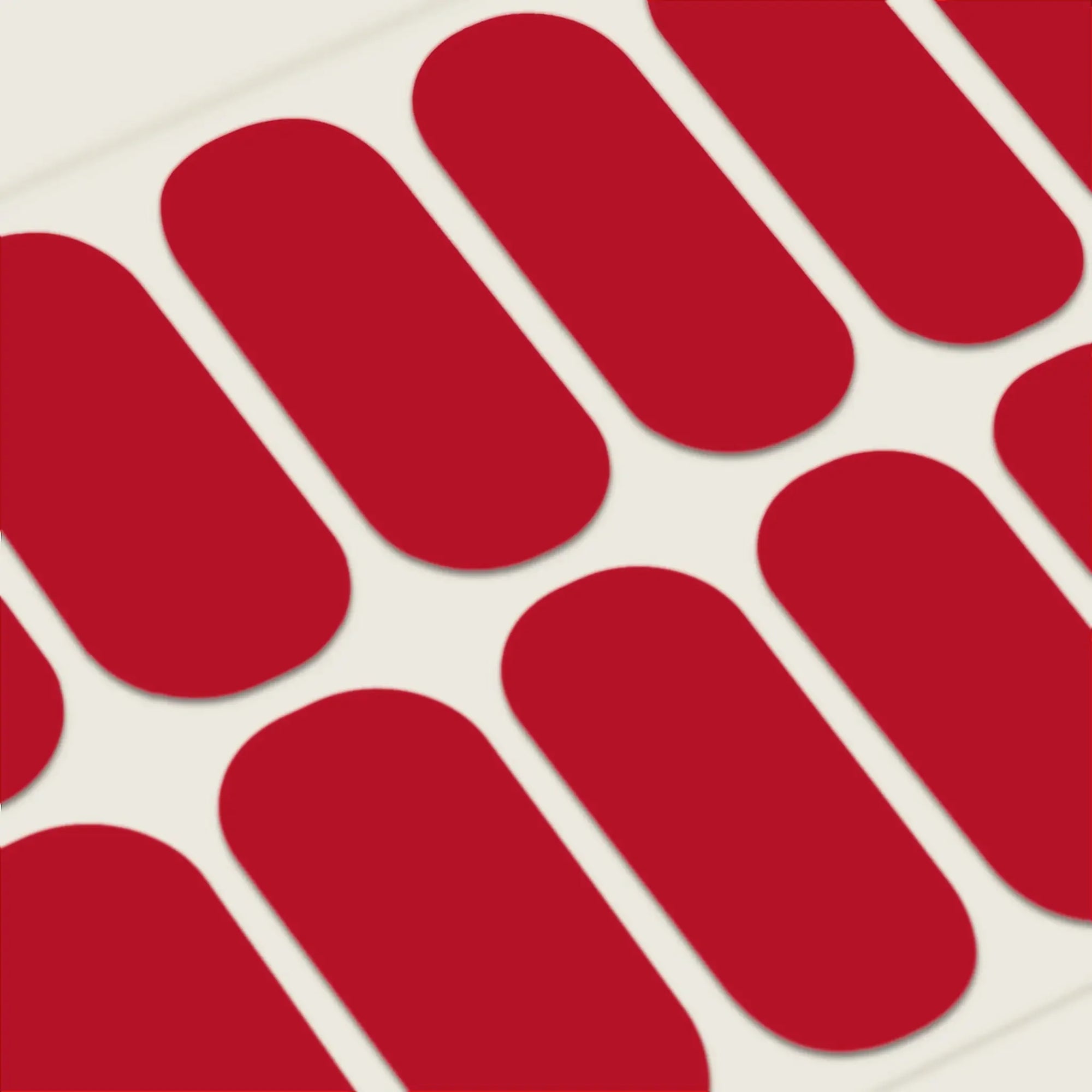 mesme Angela Classic Red 3+ Day UV-Free Gel Nail Wraps — Strip Sheet Close-Up