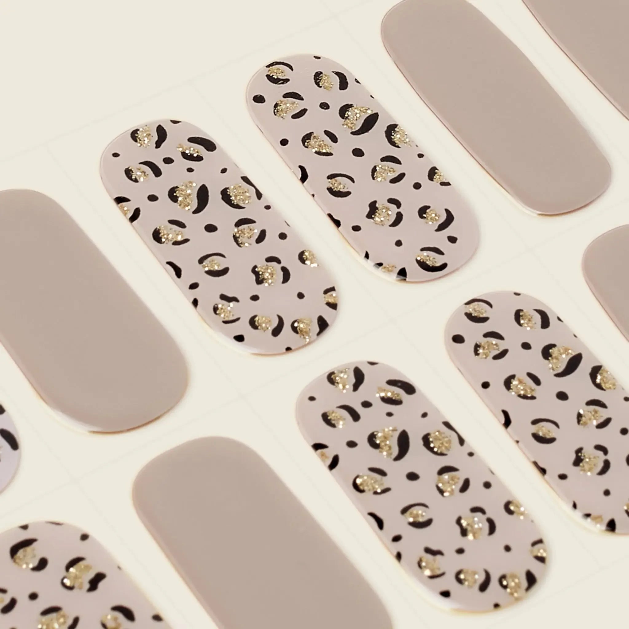 mesme Anita Taupe Brown 14-Day UV Gel Nail Wraps — Strip Sheet Close-Up