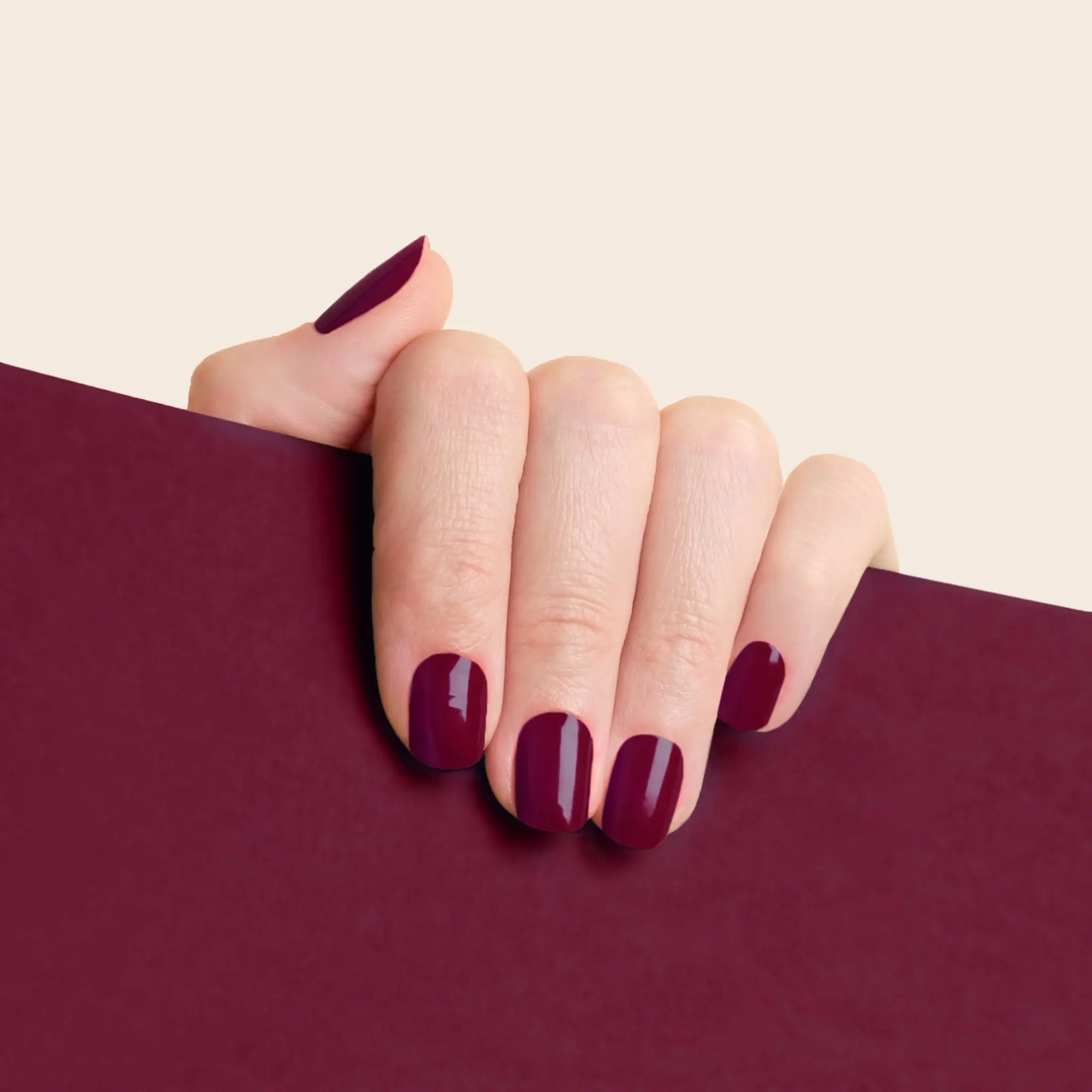 mesme Barbara Burgundy 10-Day UV-Free Nail Wraps On Hand
