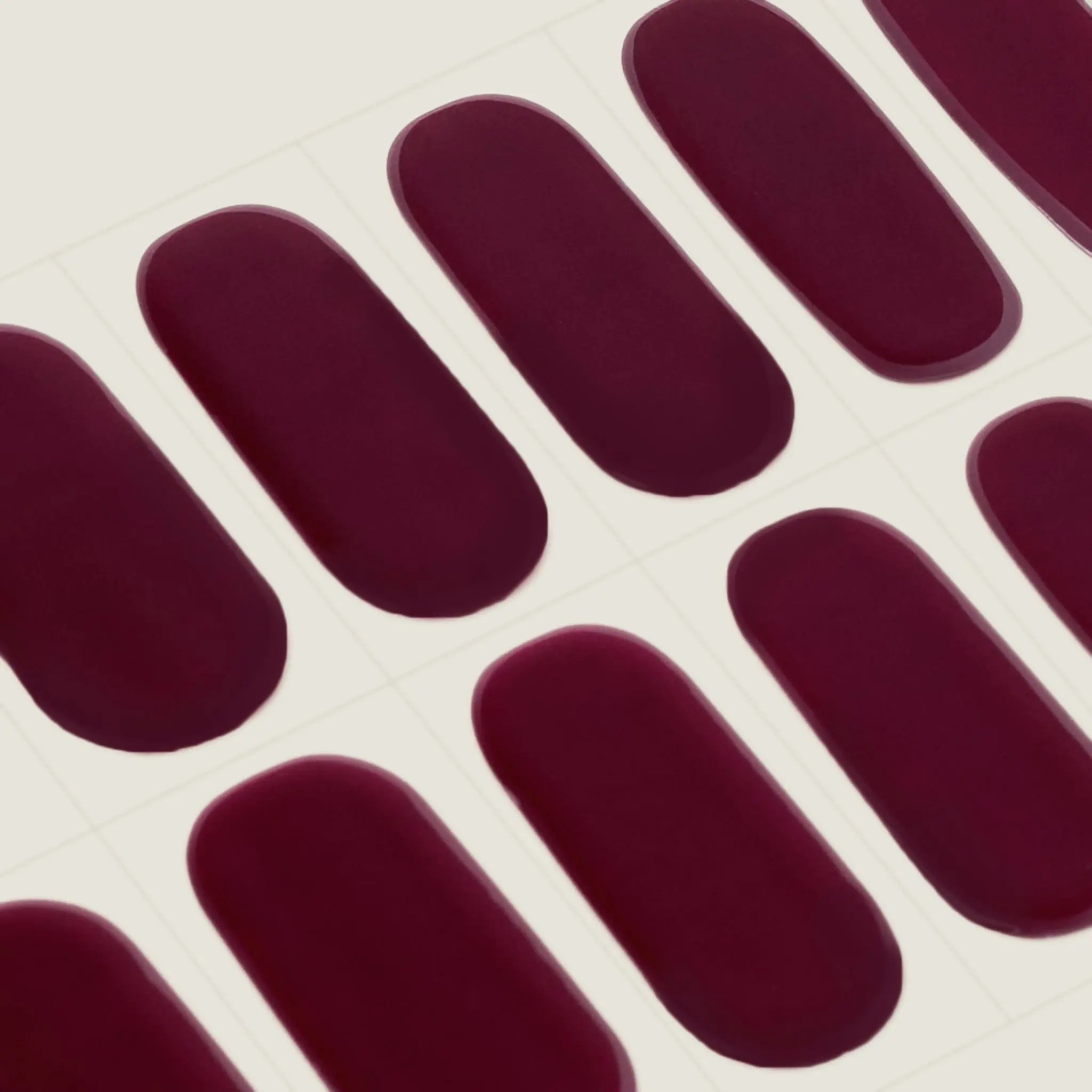 mesme Barbara Burgundy 10-Day UV-Free Nail Wraps — Strip Sheet Close-Up