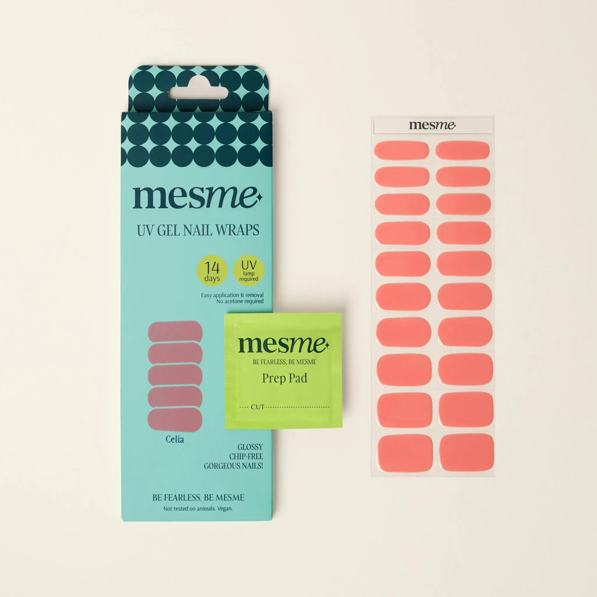 mesme Celia Coral 14-Day UV Gel Nail Wraps — Packaging