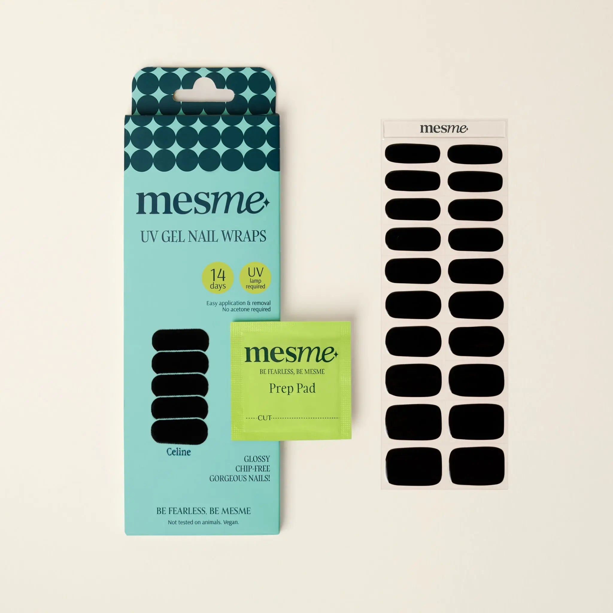 mesme Celine Black 14-Day UV Gel Nail Wraps — Packaging