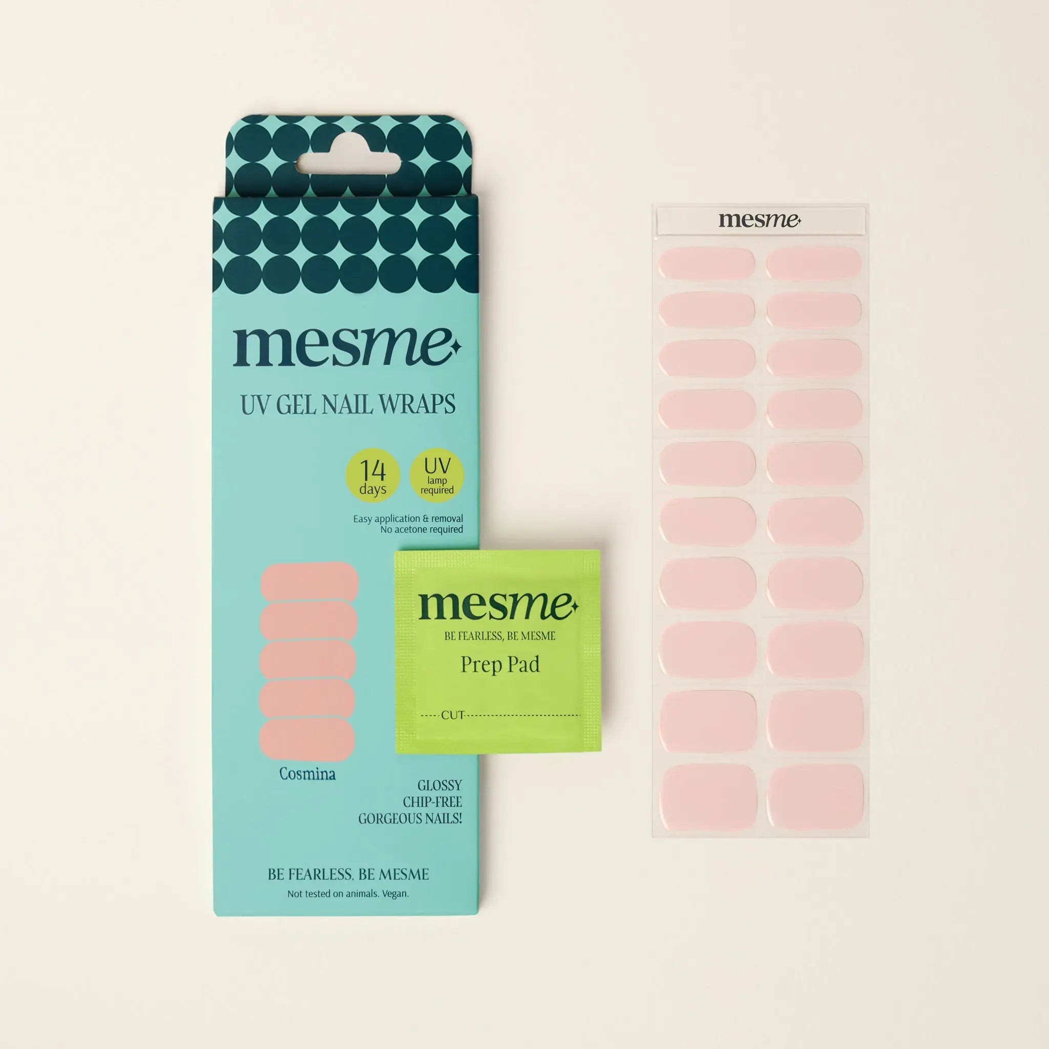 mesme Cosmina Pale Pink 14-Day UV Gel Nail Wraps — Packaging