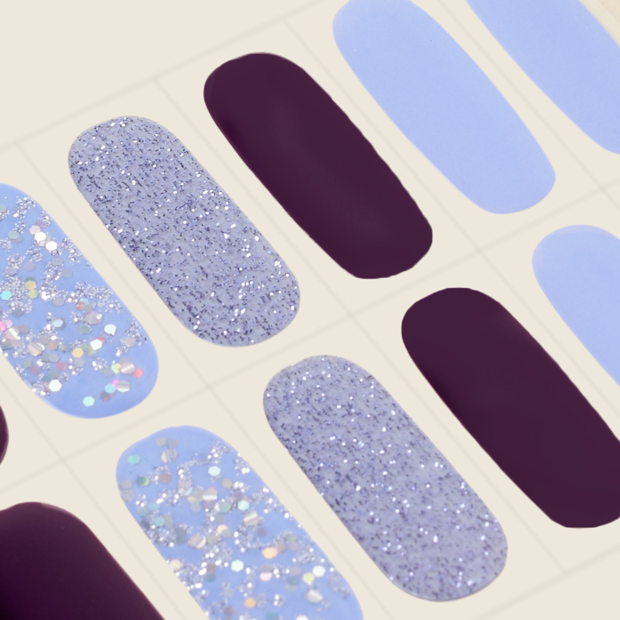 mesme Dawnielle Blue-Purple 10-Day UV-Free Nail Wraps — Strip Sheet Close-Up
