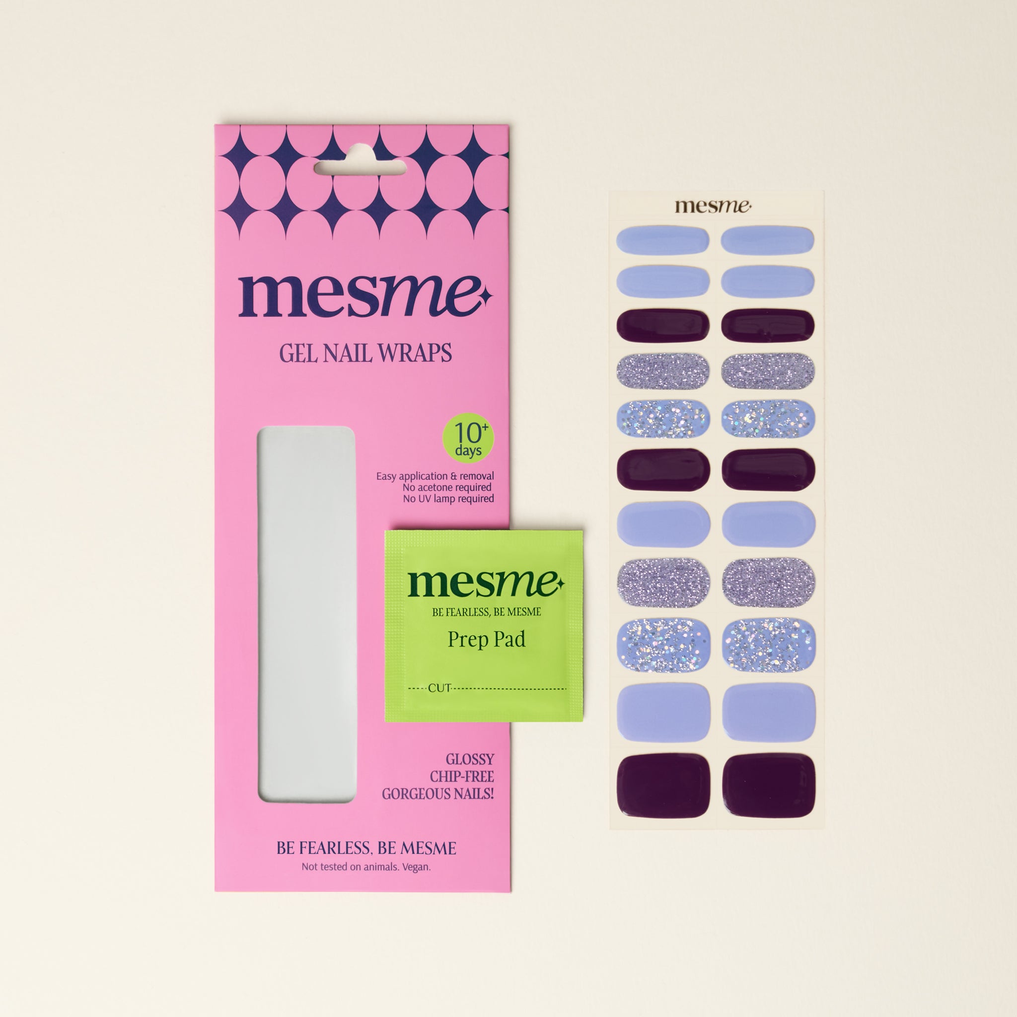 mesme Dawnielle Blue-Purple 10-Day UV-Free Nail Wraps — Packaging