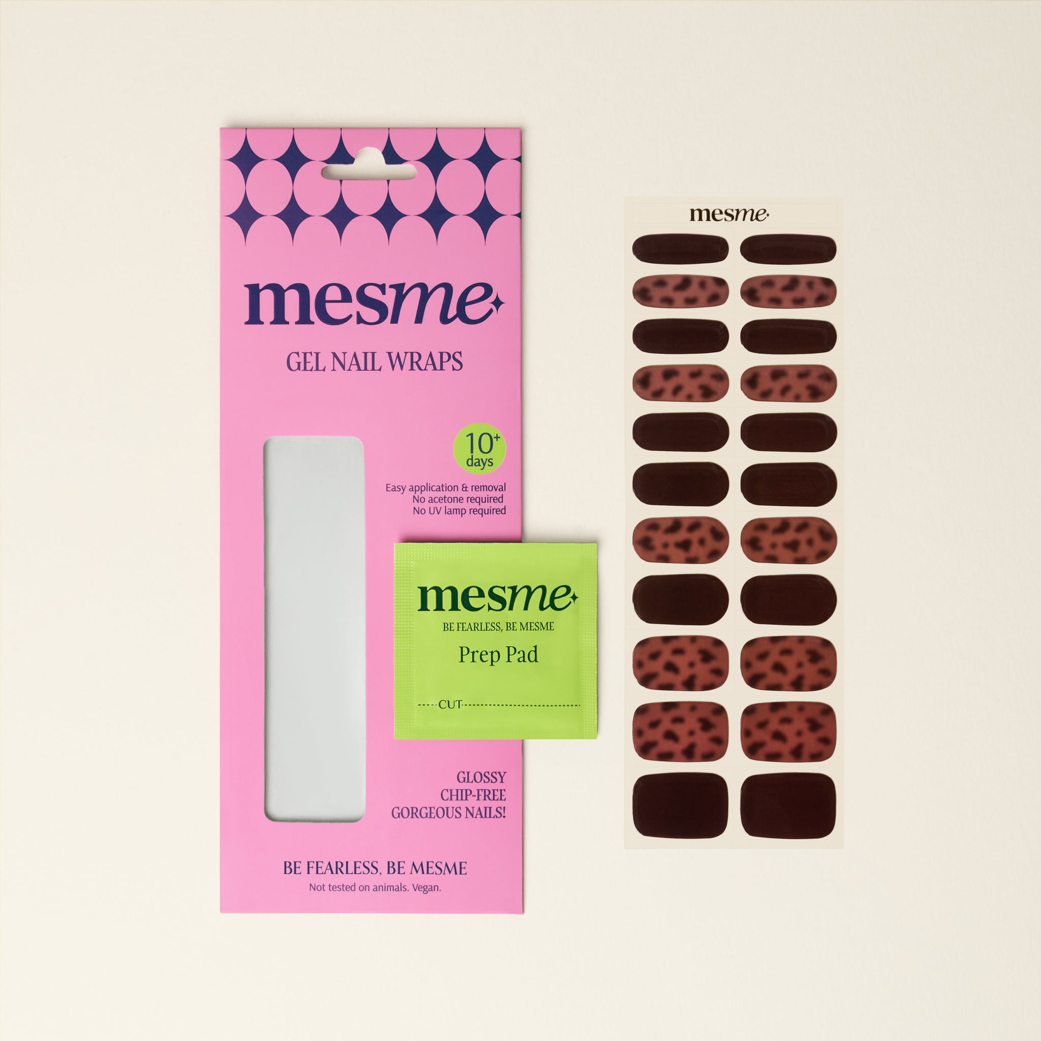 mesme Elly Brown Leopard 10-Day UV-Free Nail Wraps — Packaging