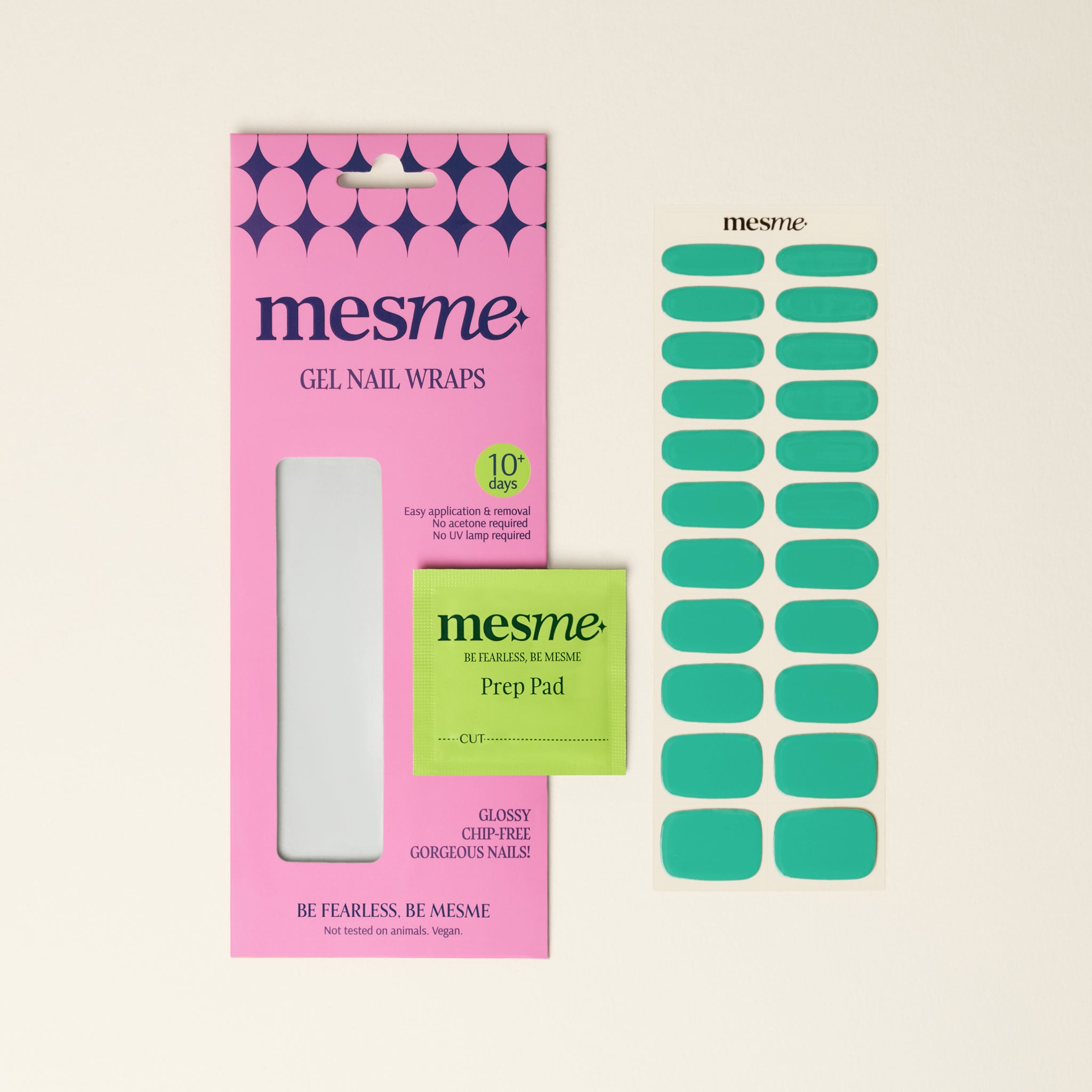 mesme Fei Jade Green 10-Day UV-Free Nail Wraps — Packaging