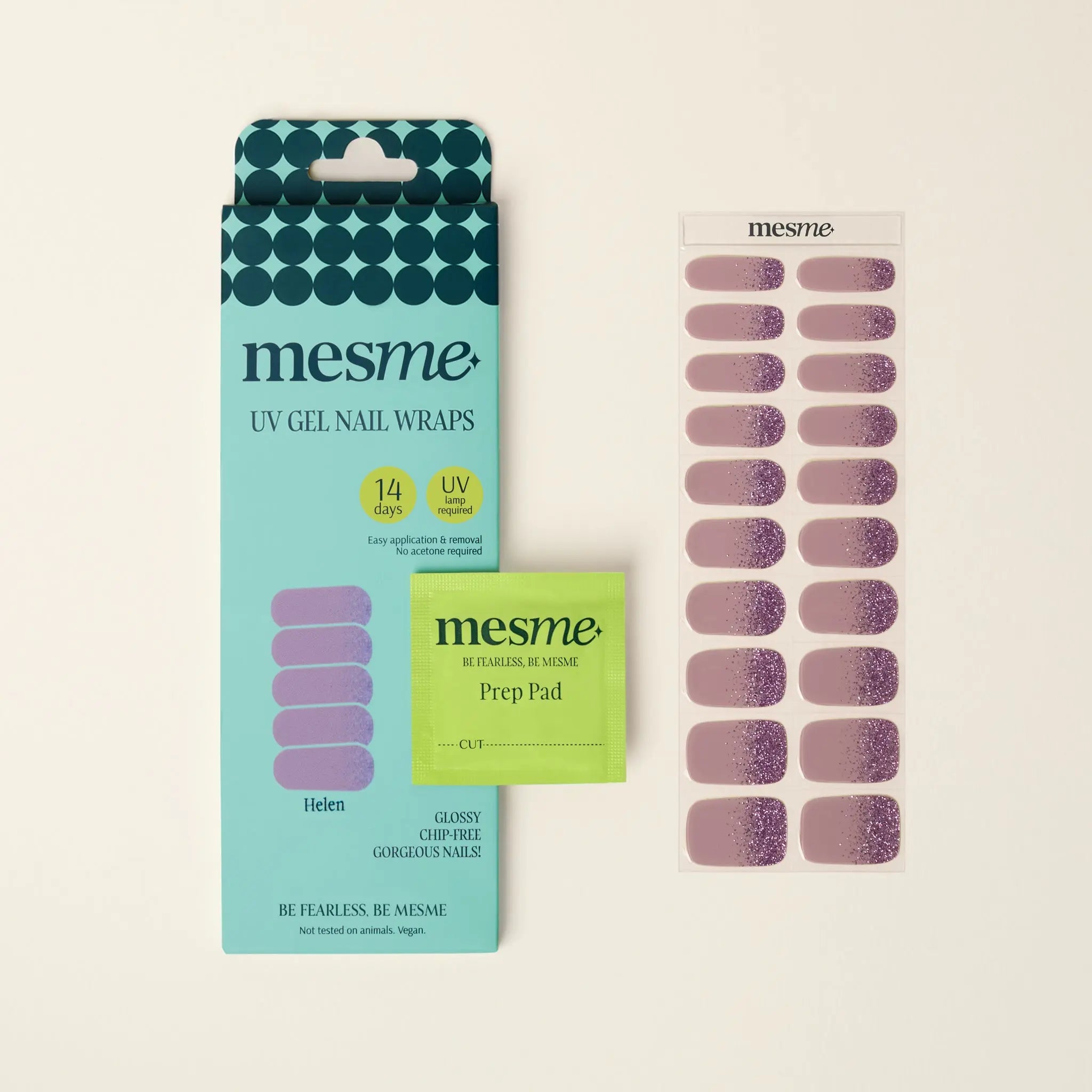 mesme Helen Lilac 14-Day UV Gel Nail Wraps — Packaging