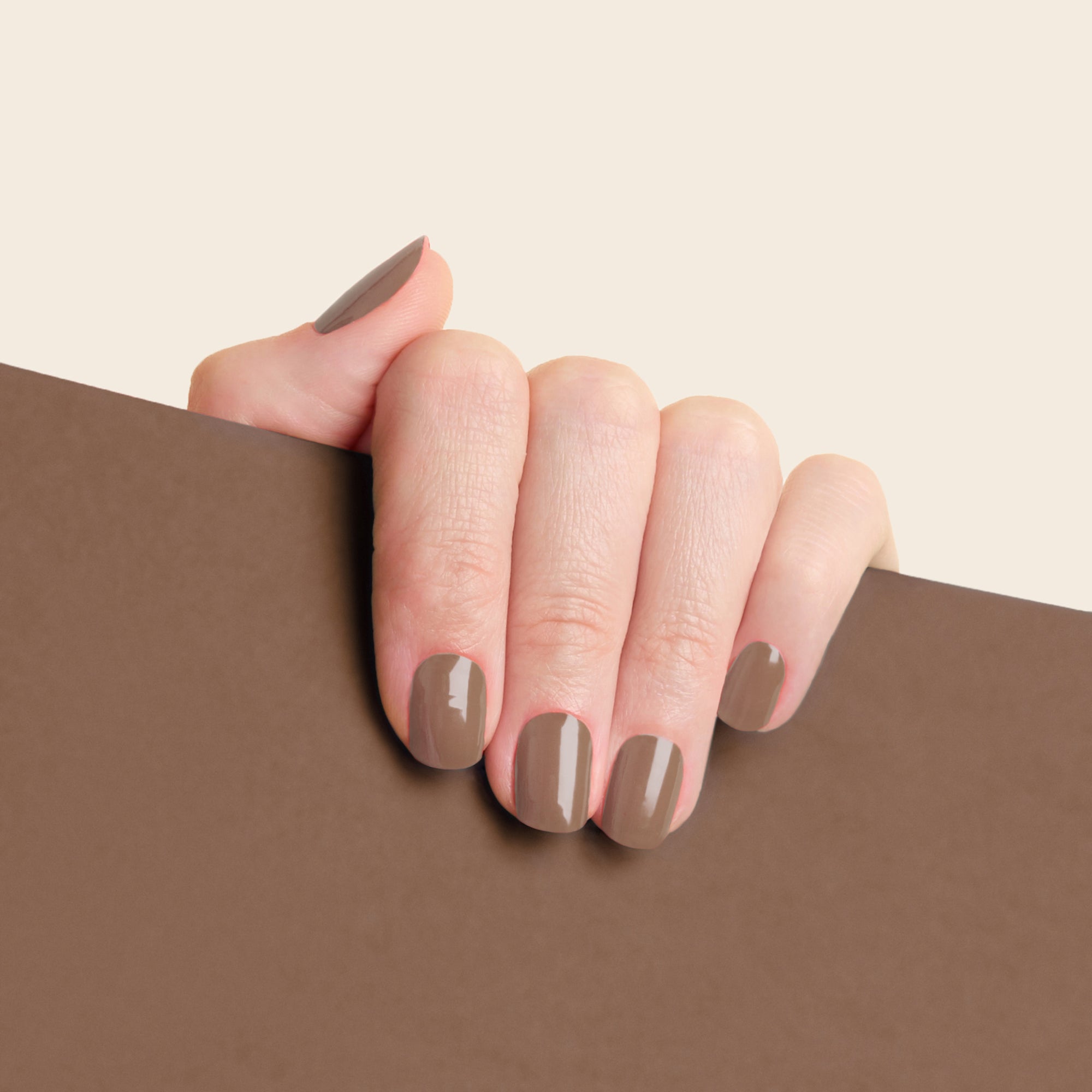 mesme Ivanna Taupe Brown 10-Day UV-Free Nail Wraps On Hand