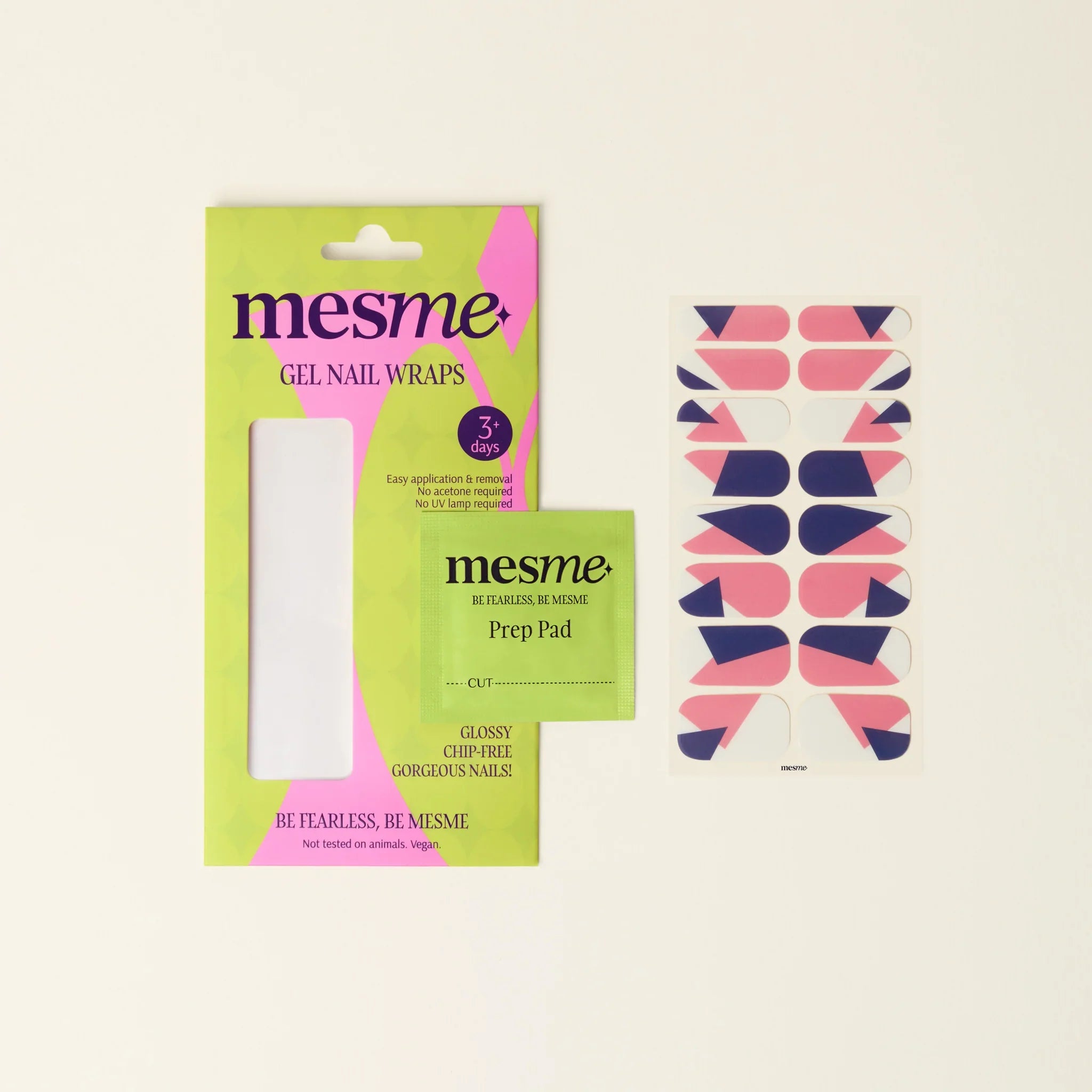 mesme Johanna Pink Purple 3+ Day UV-Free Gel Nail Wraps — Packaging