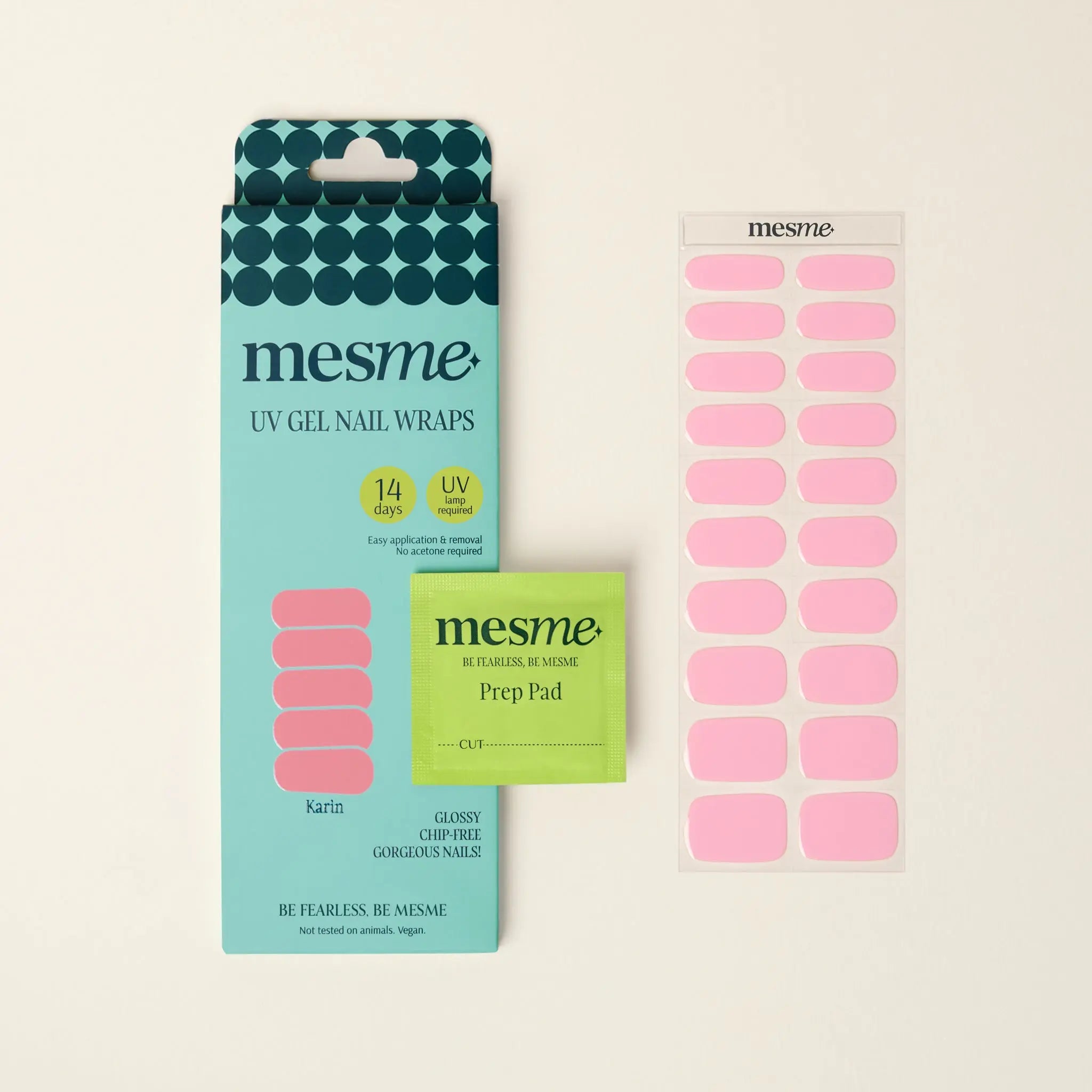mesme Karin Pink 14-Day UV Gel Nail Wraps — Packaging