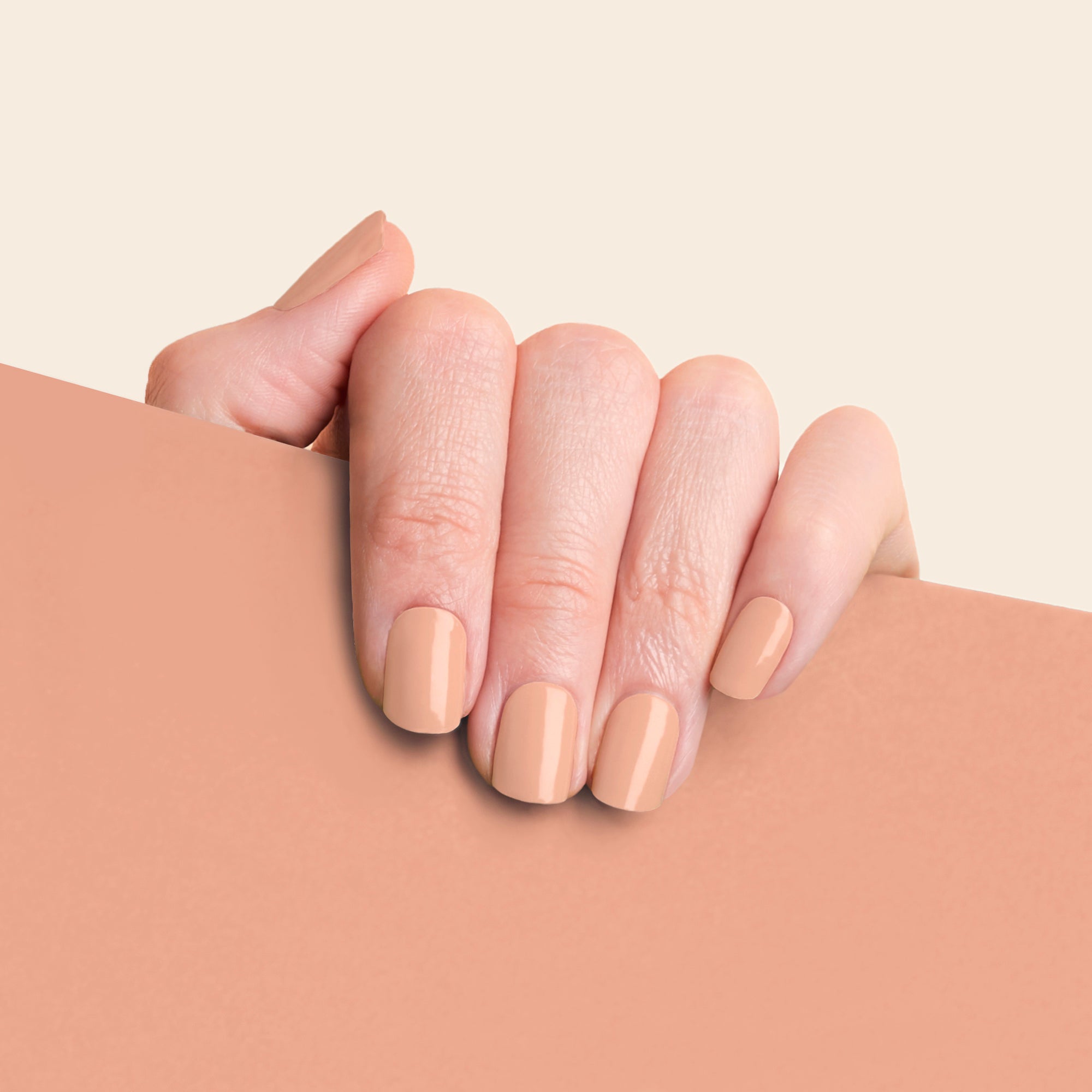 Mesme Kumiko Beige Nude 10-Day UV-Free Nail Wraps On Hand