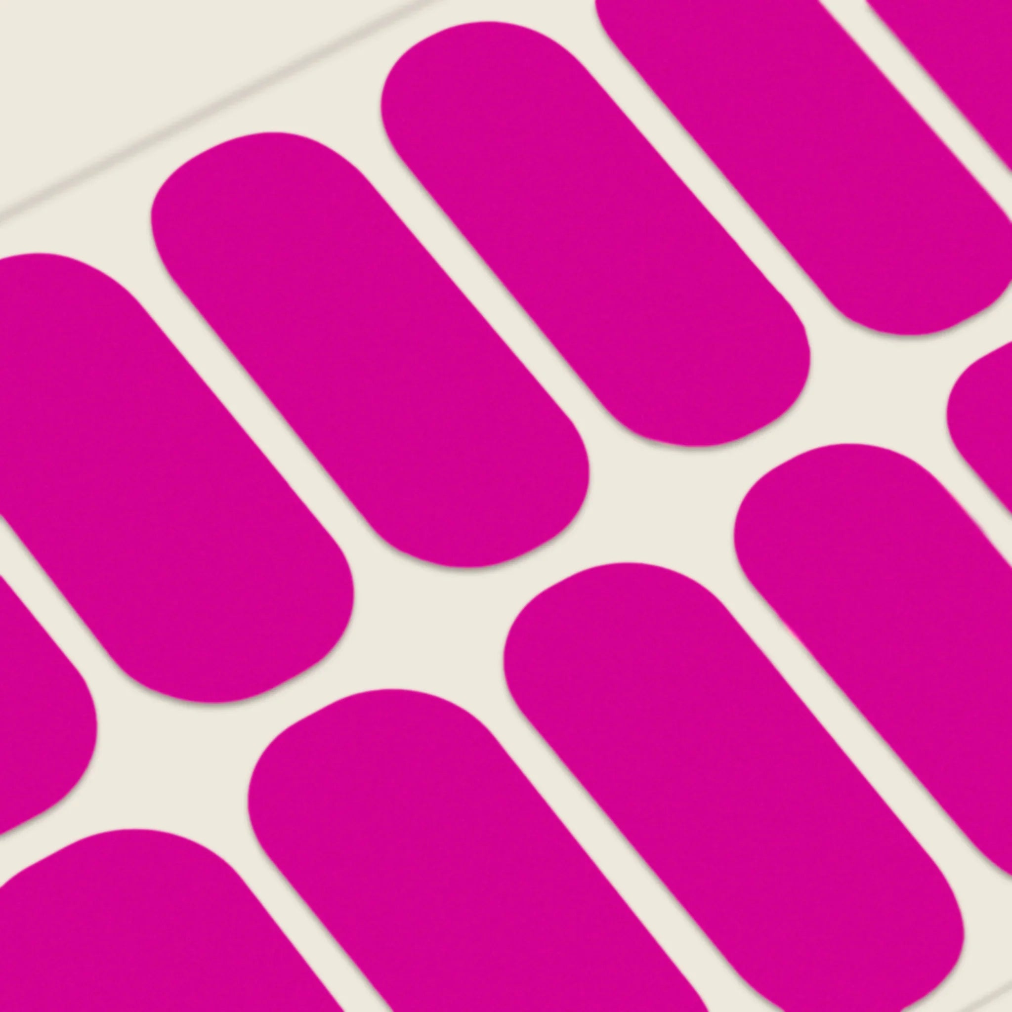 mesme Liz Neon Pink 3+ Day UV-Free Gel Nail Wraps — Strip Sheet Close-Up
