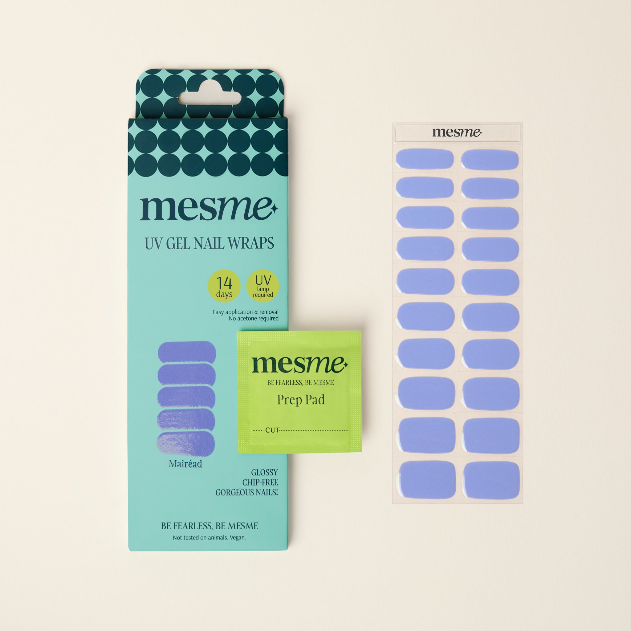 mesme Mairéad Blue 14-Day UV Gel Nail Wraps — Packaging