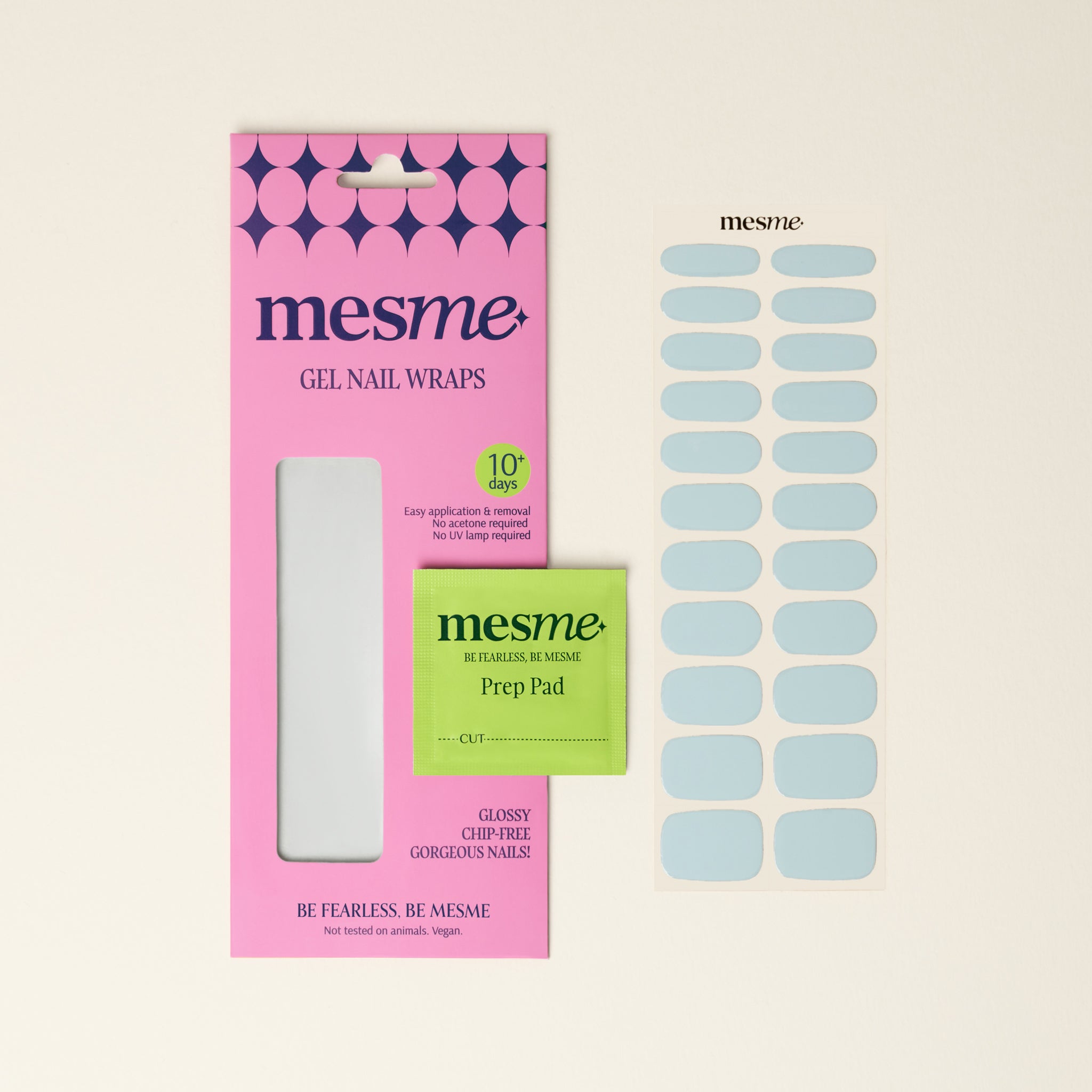 mesme Marianne Powder Blue 10-Day UV-Free Nail Wraps — Packaging