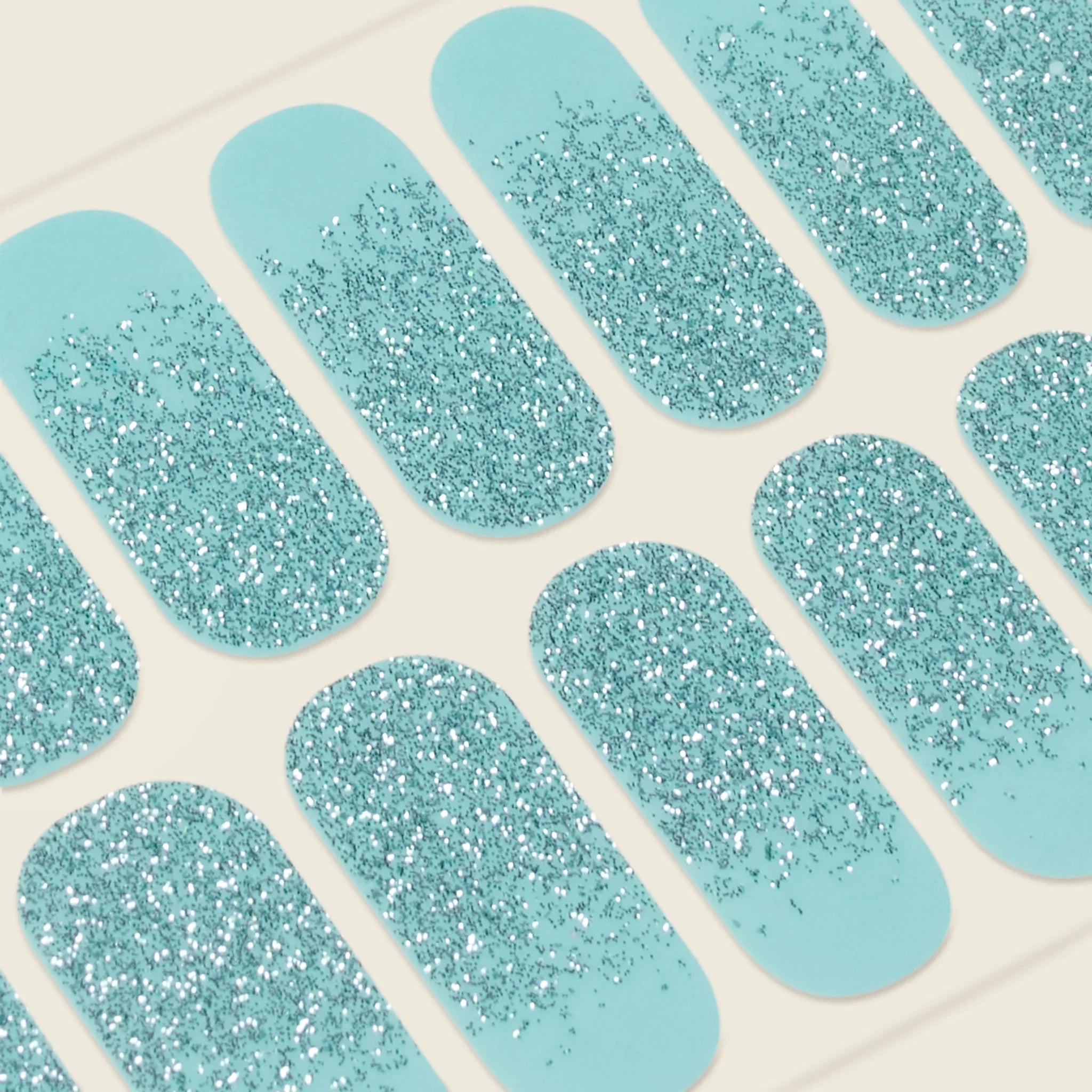 mesme Mariko Tiffany Blue 3+ Day UV-Free Gel Nail Wraps — Strip Sheet Close-Up