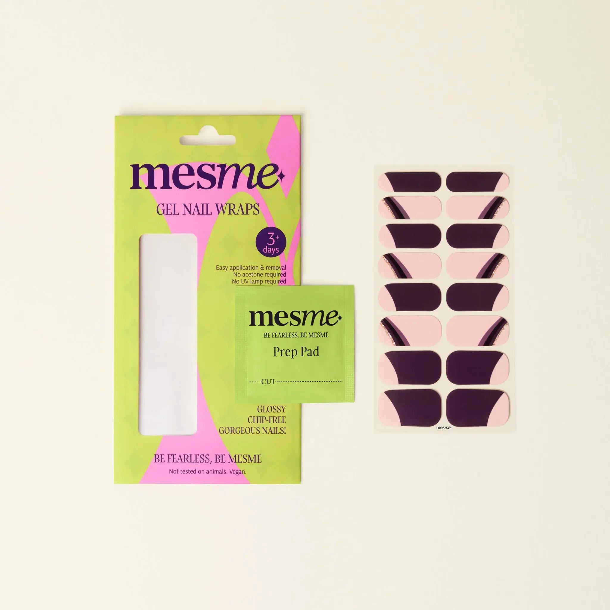 mesme Mascha Plum 3+ Day UV-Free Gel Nail Wraps — Packaging
