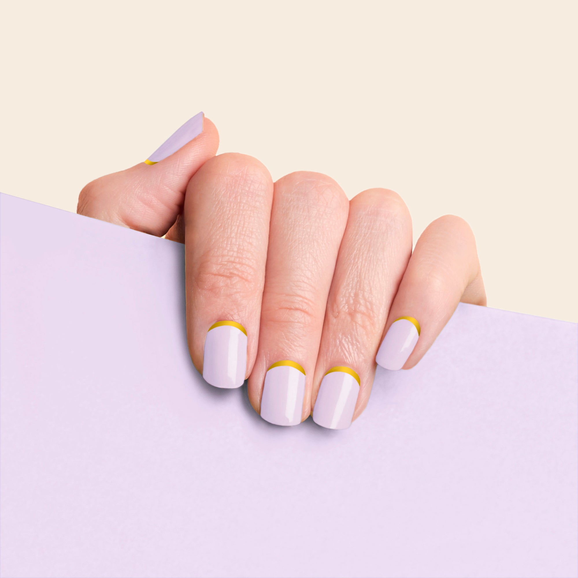 mesme Nami Lavender with Gold Tips 10-Day UV-Free Nail Wraps On Hand
