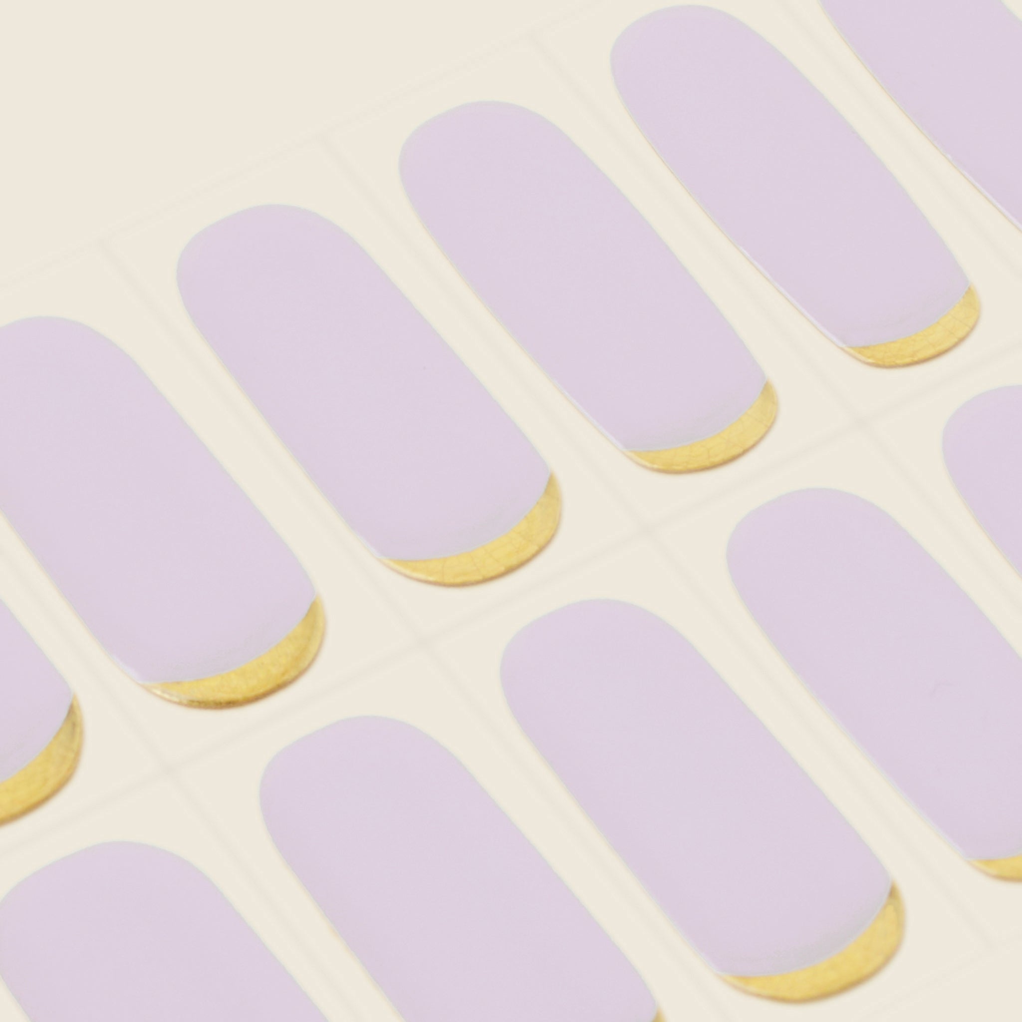 mesme Nami Lavender with Gold Tips 10-Day UV-Free Nail Wraps — Strip Sheet Close-Up