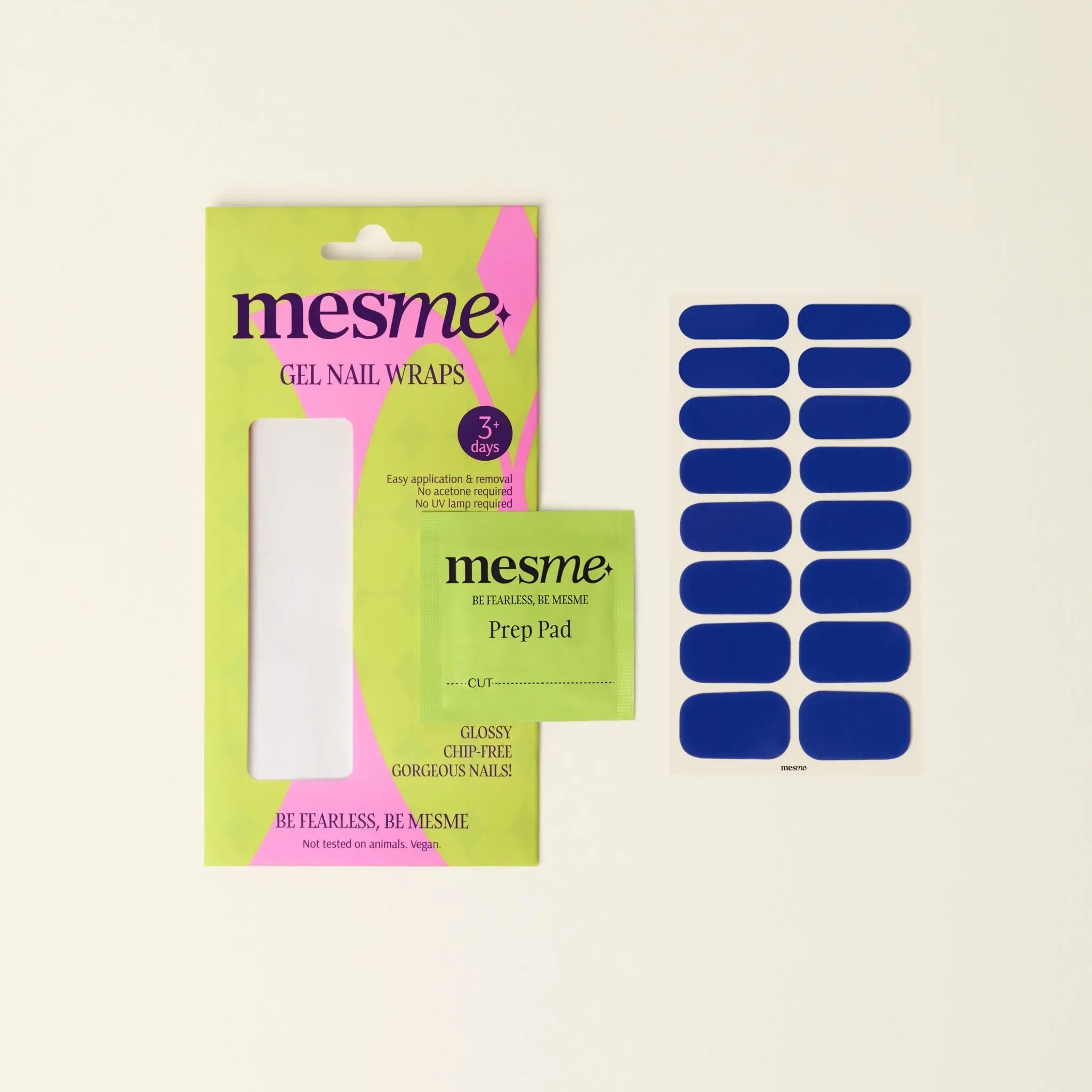 mesme Nicole Cobalt Blue 3+ Day UV-Free Gel Nail Wraps — Packaging