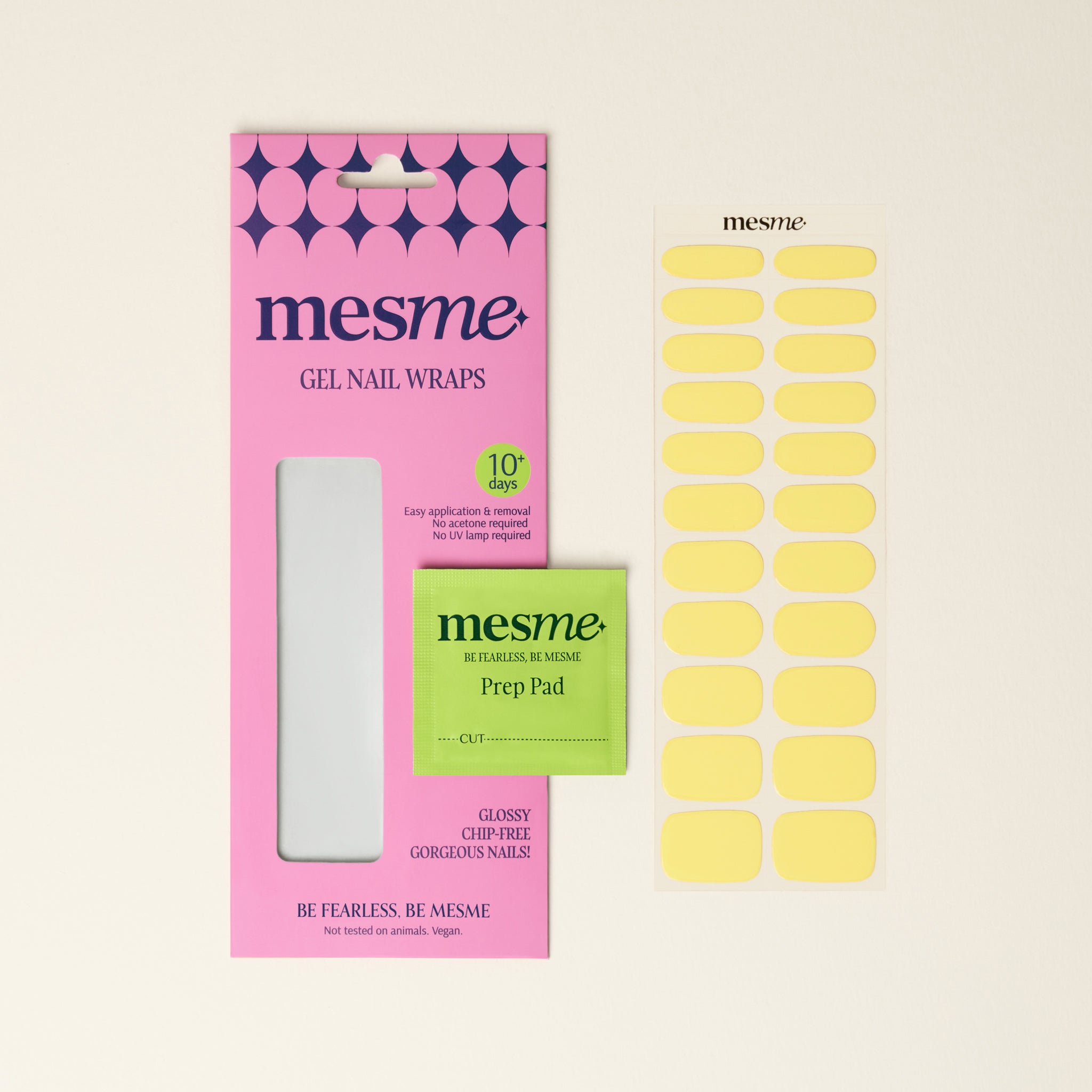 mesme Ramune Pastel Yellow 10-Day UV-Free Nail Wraps — Packaging