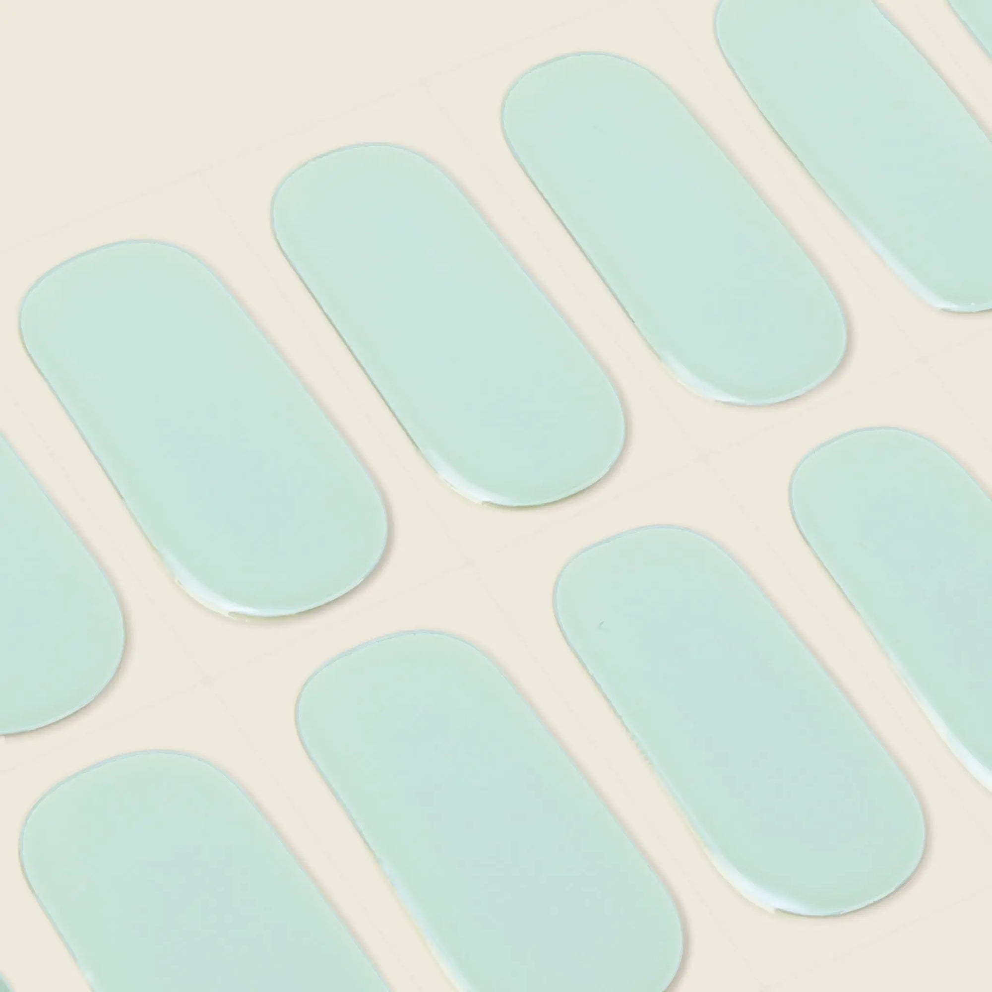 mesme Sarika Pastel Mint 14-Day UV Gel Nail Wraps — Strip Sheet Close-Up