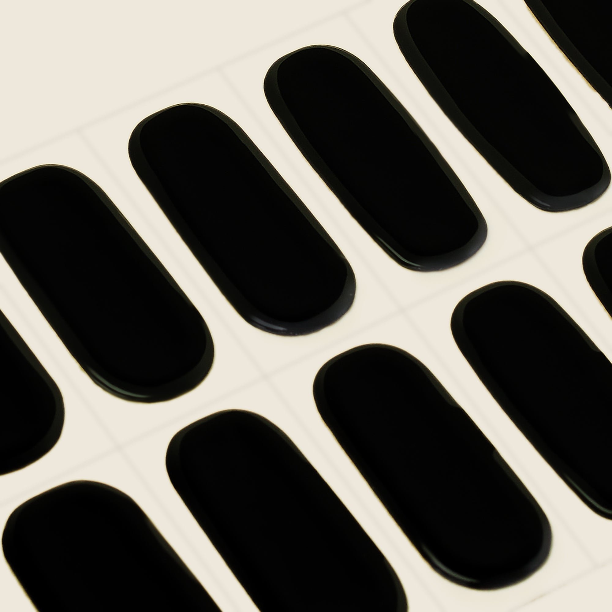 mesme Stefanie Jet Black 10-Day UV-Free Nail Wraps — Strip Sheet Close-Up