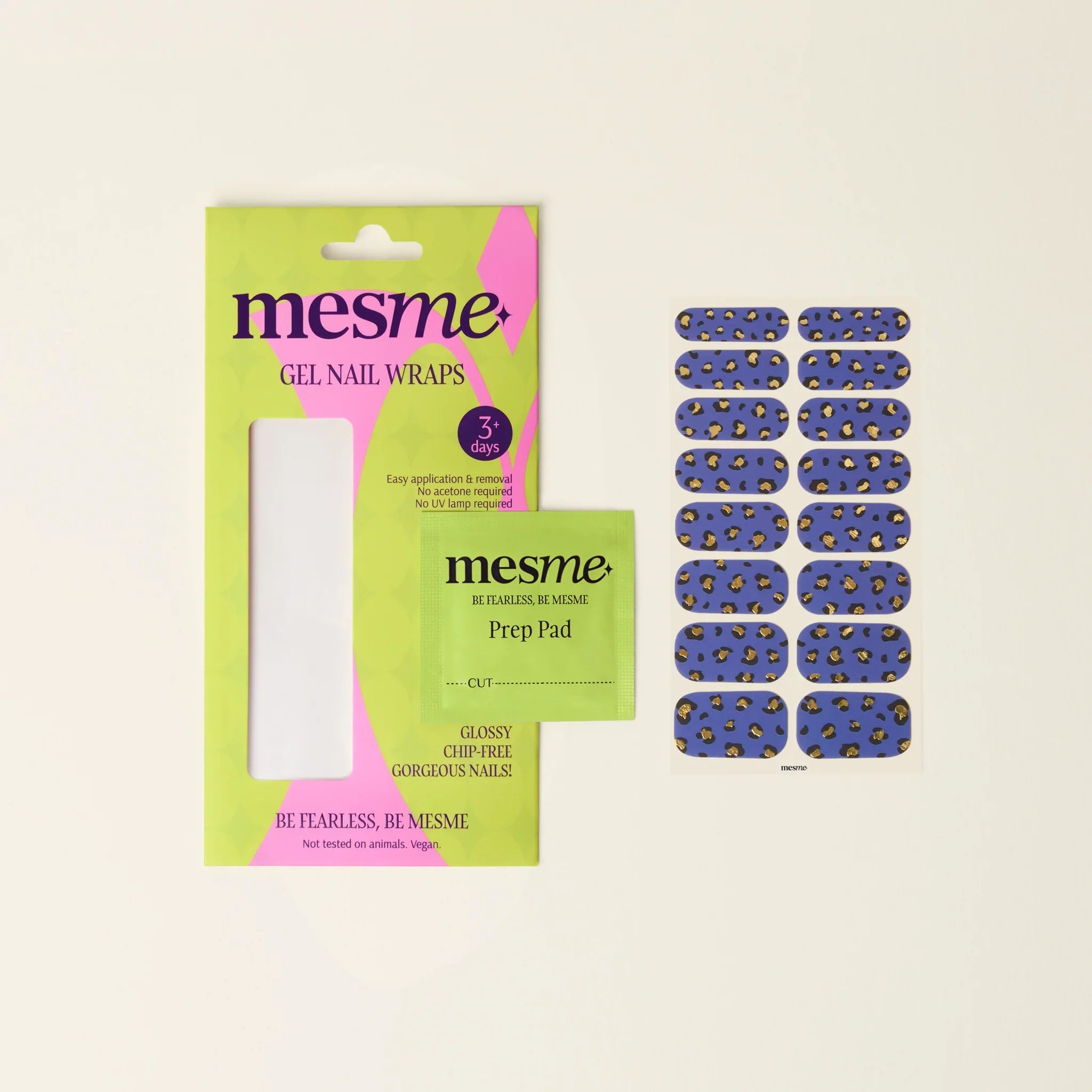 mesme Ursina Cobalt Blue 3+ Day UV-Free Gel Nail Wraps — Packaging